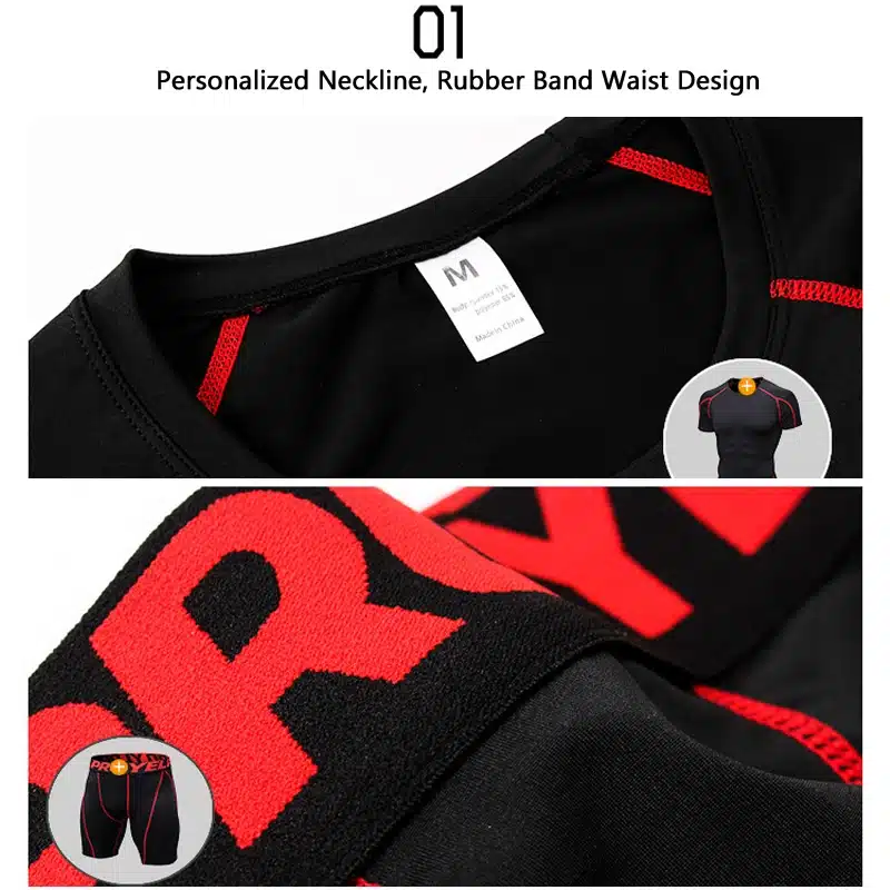 Compression Short Sleeve Tops + Shorts Tracksuit Fitness Tight Running Set T-shirt Leggings Men's Sportswear Gym Sport Suit 8
