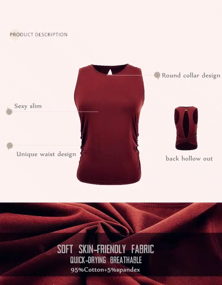 Hearuisavy Women's Open Back Yoga top Knotted Workout Yoga Shirt Gym Tank Top Twist Sleeveless Running Fitness Sport Tee shirts 16