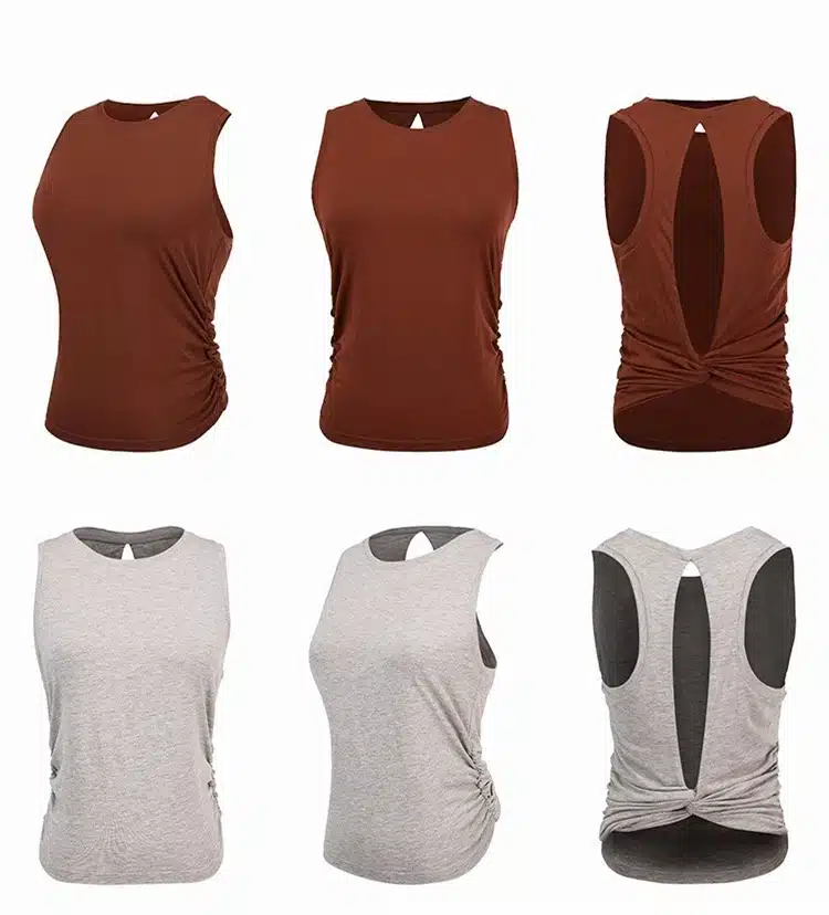 Hearuisavy Women's Open Back Yoga top Knotted Workout Yoga Shirt Gym Tank Top Twist Sleeveless Running Fitness Sport Tee shirts 20