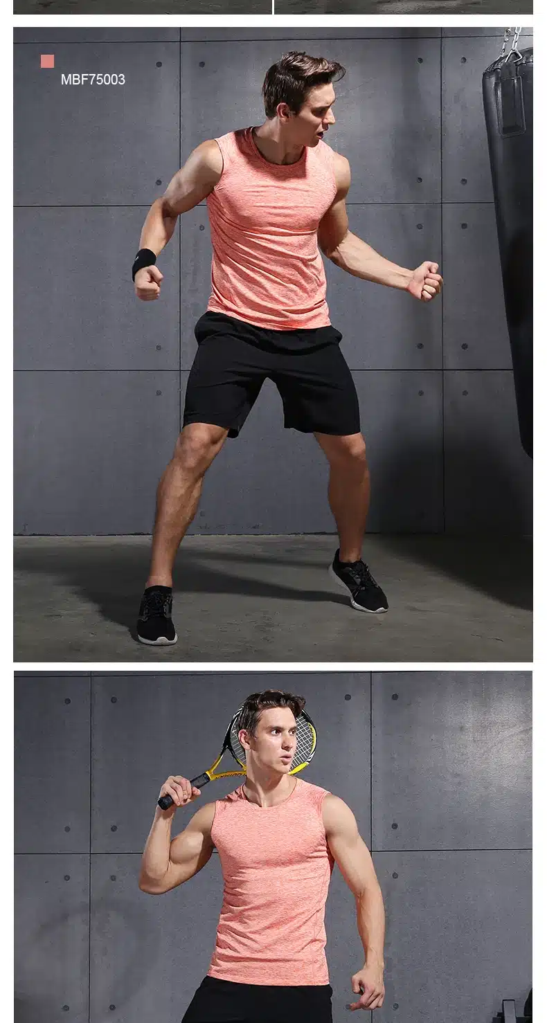 Vansydical Men Running Vests Quick Dry Compression Tights Gym Tank Top Sportswear Fitness Sleeveless T-shirts Sport Running Vest 13