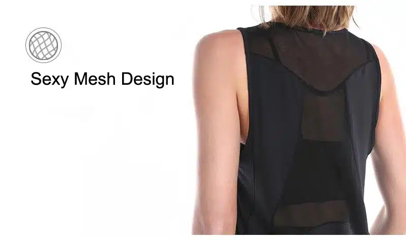 Sport Yoga Vest Sexy Mesh Back Women Tank Tops Fitness Workout Gym Running Shirt Breathable Sportswear Sleeveless Loose T-Shirts 12