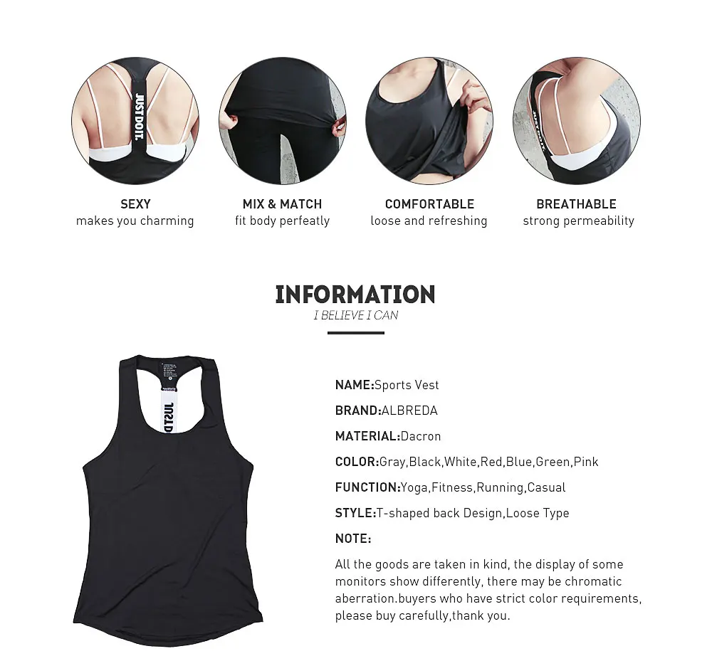 ALBREDA Women yoga sport vest Professional sleeveless Quick Drying Fitness Running Tank Top Gym Yoga shirt fitness Vest 6 colors 7