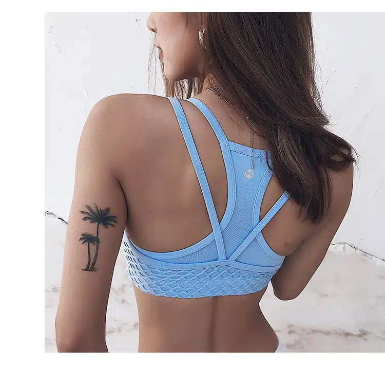 Sexy bralette Sport Bra Women Fitness Cross Backless Yoga Bra Patchwork Gym Running Tank Crop Tops Sportswear 19