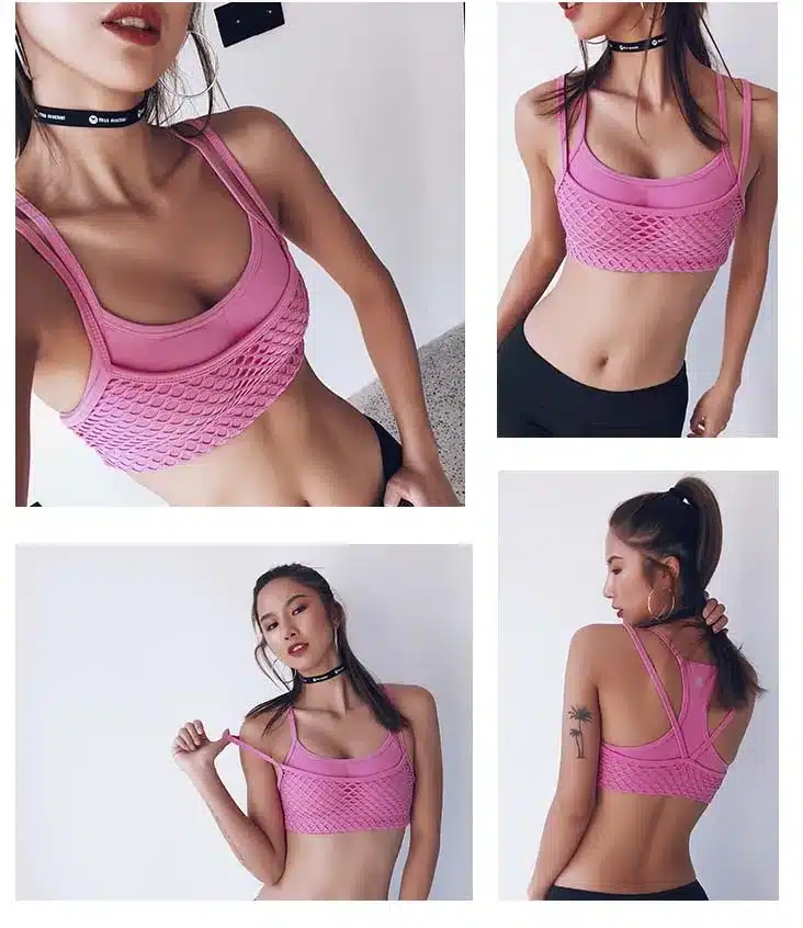 Sexy bralette Sport Bra Women Fitness Cross Backless Yoga Bra Patchwork Gym Running Tank Crop Tops Sportswear 23