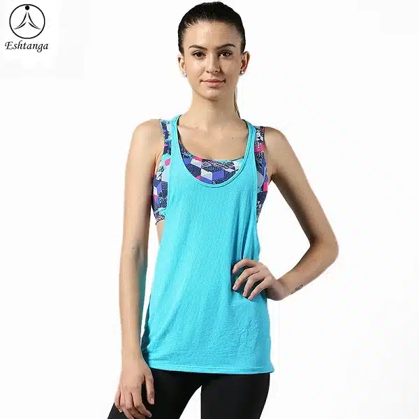 NWT Eshtanga Yoga tank Sexy Women Sport Gym Vest Clothes 4-way stretch fabric Tank Tops Fitness Running shirts with build bra 13