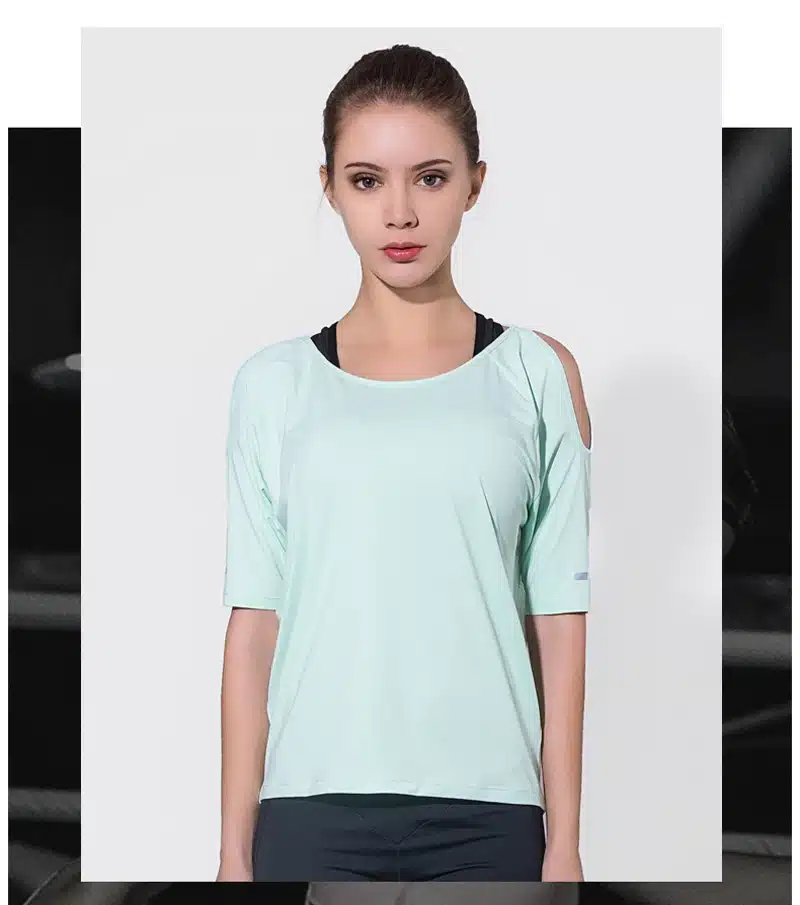 Sport Top Short Sleeve Sport T Shirt Women Fitness Strapless Yoga Shirt Sexy Back Mesh Tank Top Running T-shirt Women Sportswear 23