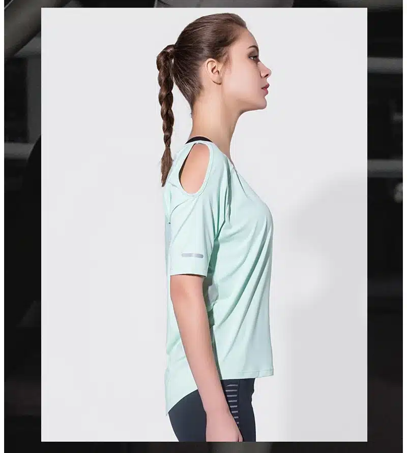 Sport Top Short Sleeve Sport T Shirt Women Fitness Strapless Yoga Shirt Sexy Back Mesh Tank Top Running T-shirt Women Sportswear 24
