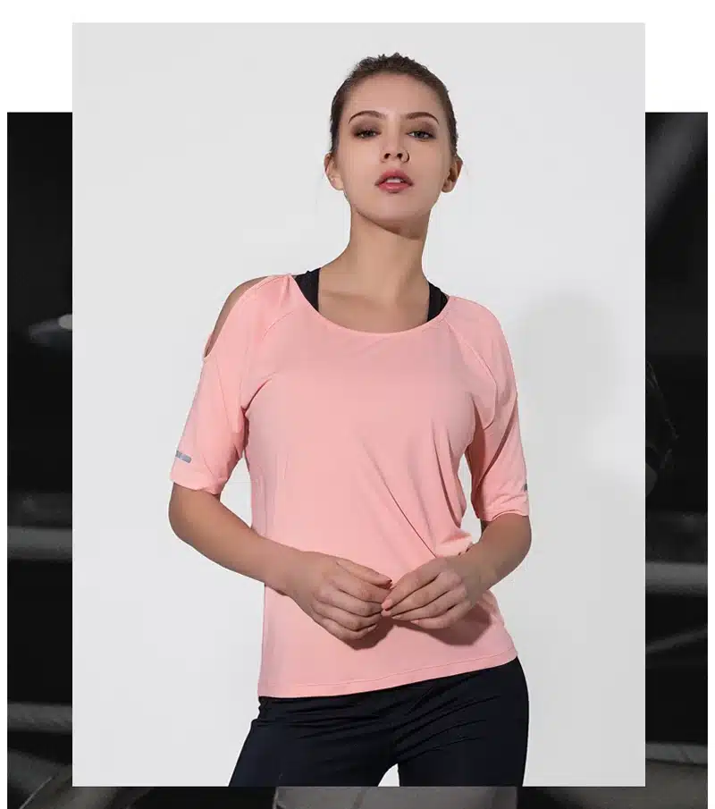Sport Top Short Sleeve Sport T Shirt Women Fitness Strapless Yoga Shirt Sexy Back Mesh Tank Top Running T-shirt Women Sportswear 27