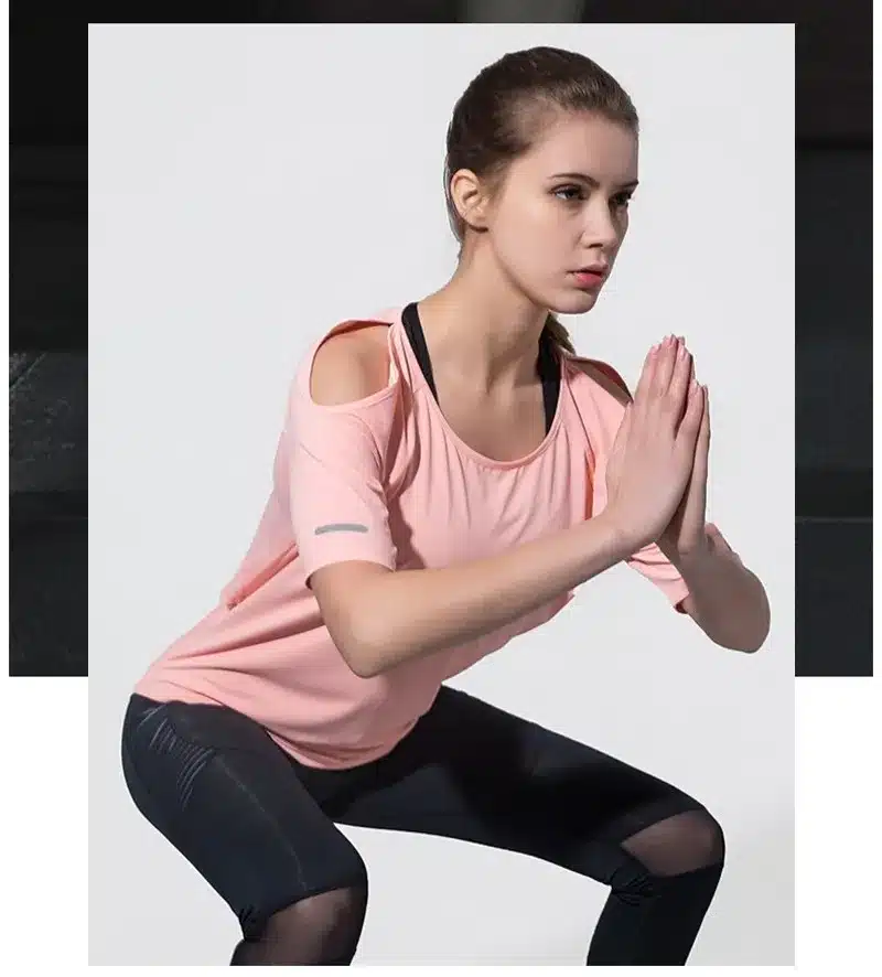Sport Top Short Sleeve Sport T Shirt Women Fitness Strapless Yoga Shirt Sexy Back Mesh Tank Top Running T-shirt Women Sportswear 28