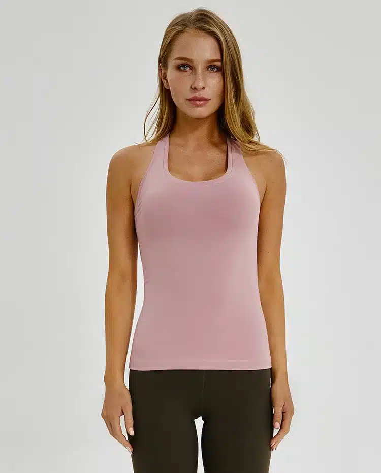 Colorvalue Plain Racerback Yoga Sport Vest Women Slim Fit Flexible Fitness Athletic Tank Tops Soft Nylon Gym Sleeveless Shirts 12