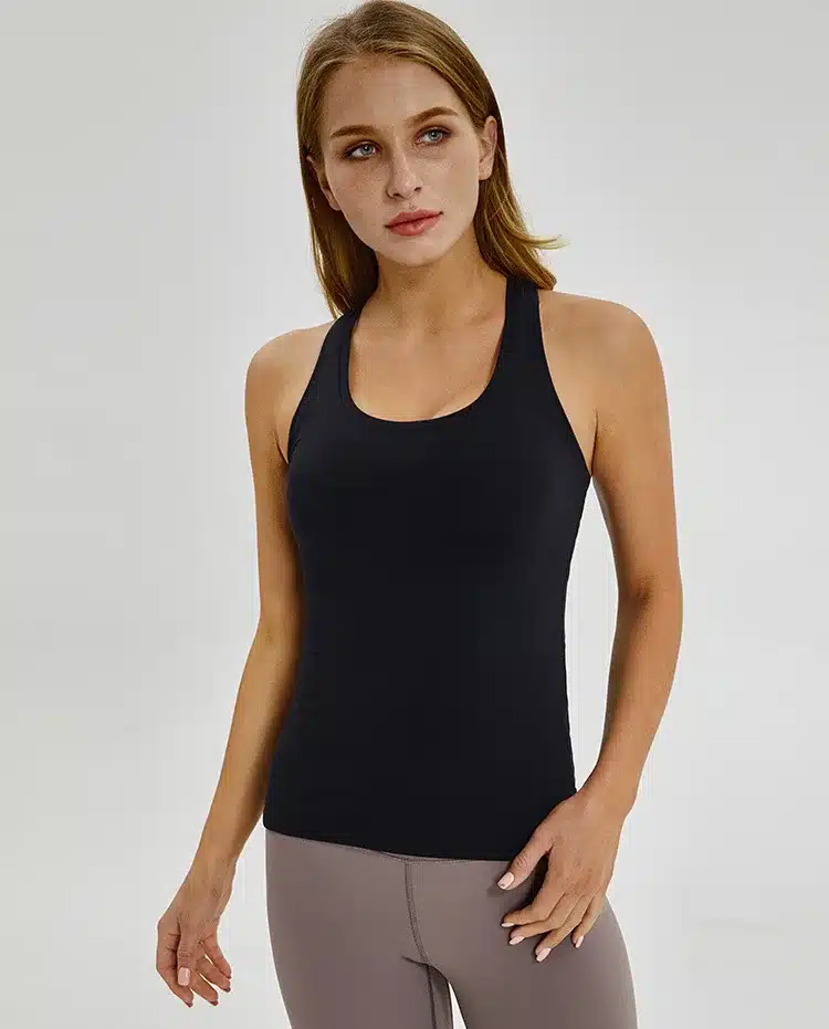 Colorvalue Plain Racerback Yoga Sport Vest Women Slim Fit Flexible Fitness Athletic Tank Tops Soft Nylon Gym Sleeveless Shirts 15