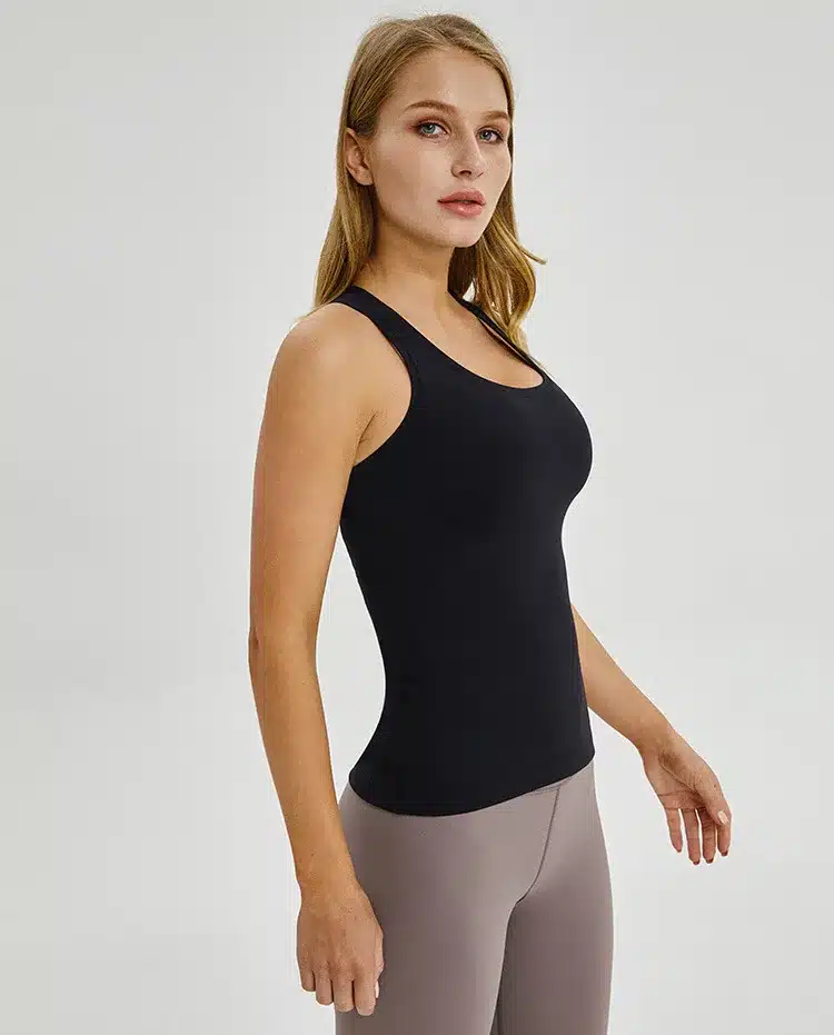 Colorvalue Plain Racerback Yoga Sport Vest Women Slim Fit Flexible Fitness Athletic Tank Tops Soft Nylon Gym Sleeveless Shirts 17
