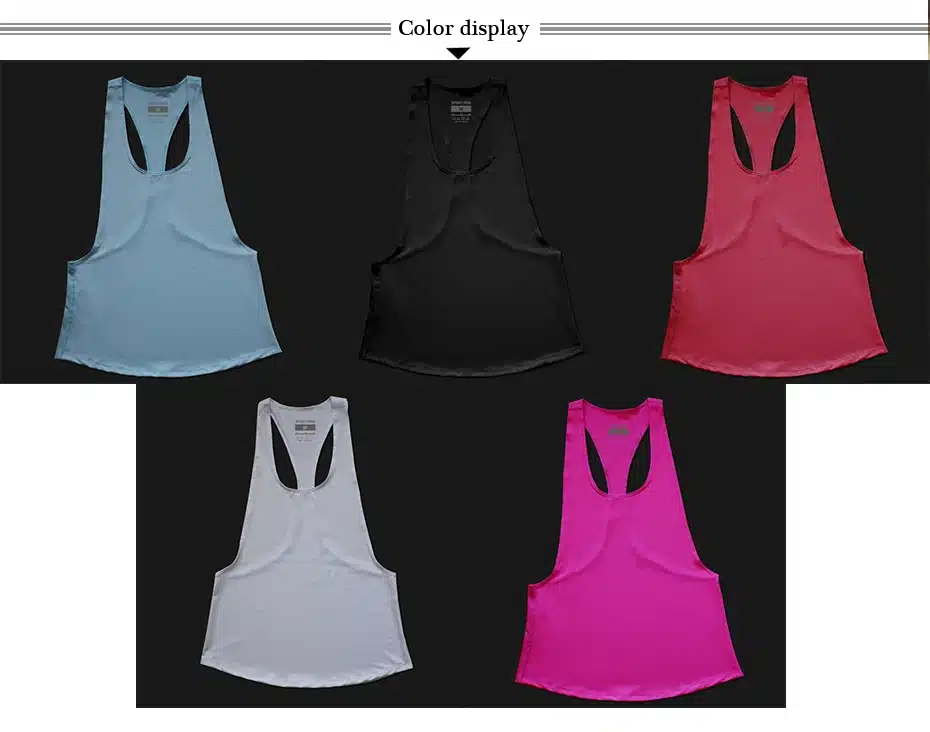 Sexy Women Vest Tank Tops Quick Dry Loose Fitness Sport Sleeveless Vest Running Training Movimiento Camiseta T-shirt P090 16