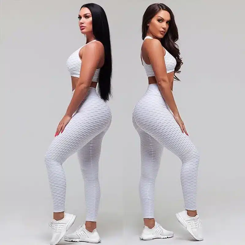 Women's Fitness Suits Crop Tank Workout Deep V Neck Top And Legging Pants 2 Pieces Set 2019 Fashion Ladies Pink Sexy Tracksuit 3