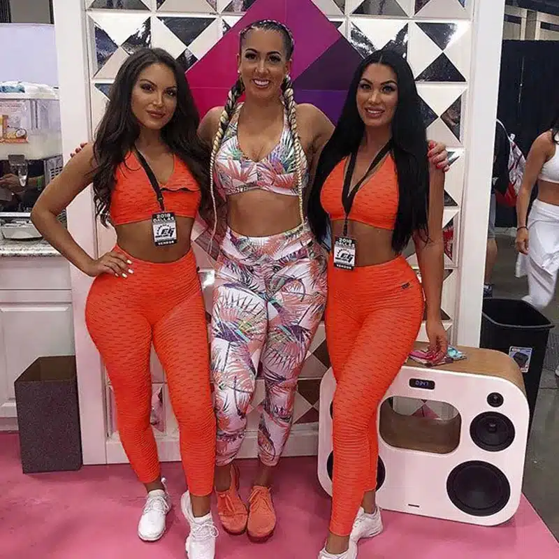 Women's Fitness Suits Crop Tank Workout Deep V Neck Top And Legging Pants 2 Pieces Set 2019 Fashion Ladies Pink Sexy Tracksuit 7