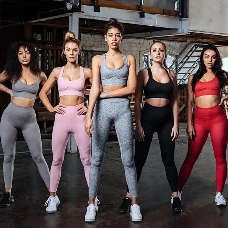 Women Fitness Suits Pink Cropped Tank Workout Spandex Bra Top Legging Pants 2 Pieces Set 2019 Fashion Ladies Sexy Tracksuit 6