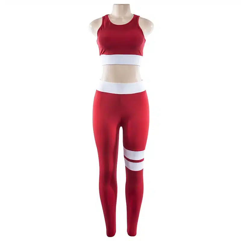 2018 Women 2 Pieces Yoga Suit Crop Tank Striped Leggings Set Polyester Female Sport Bodysuit Club Outfit Sporting Tracksuits 17