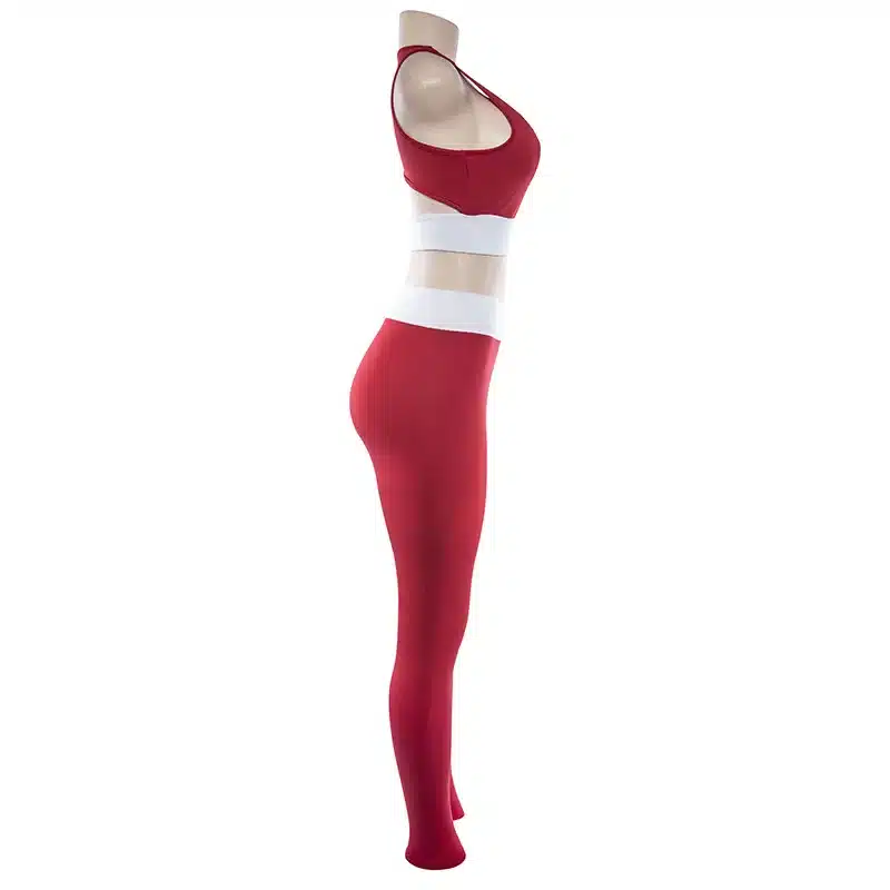 2018 Women 2 Pieces Yoga Suit Crop Tank Striped Leggings Set Polyester Female Sport Bodysuit Club Outfit Sporting Tracksuits 19