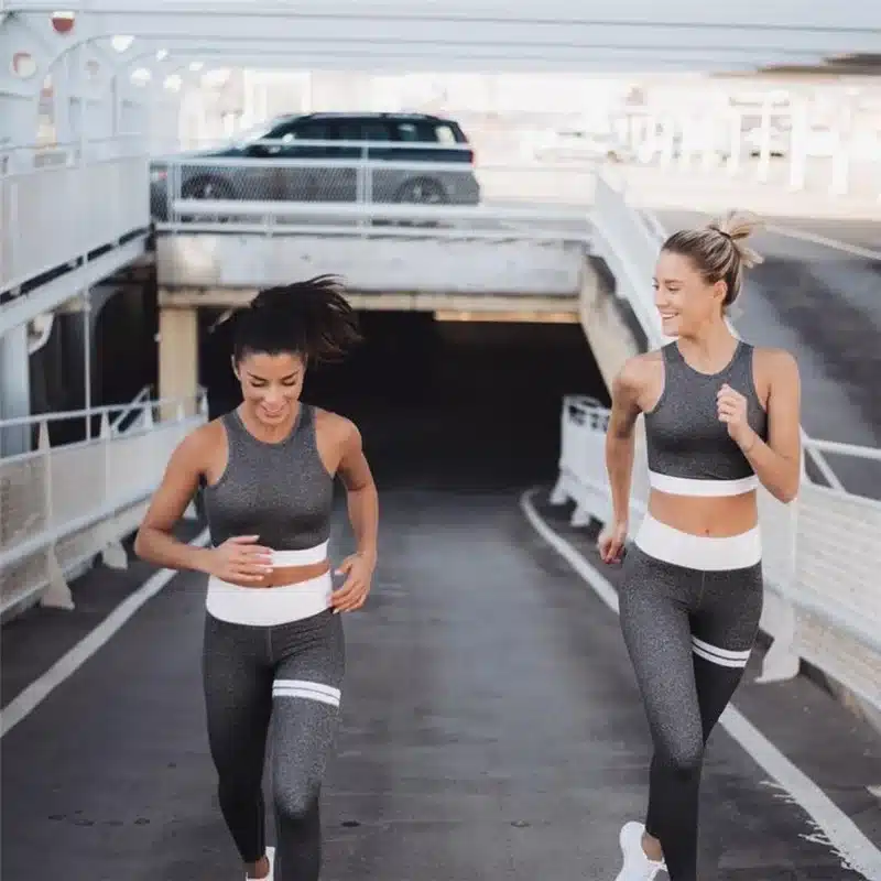 Women Sportswear Yoga Sets Sexy Backless Gray Tracksuit Fitness Gym Wear Crop Tank Top Leggings Running Clothing Sport Suit 7