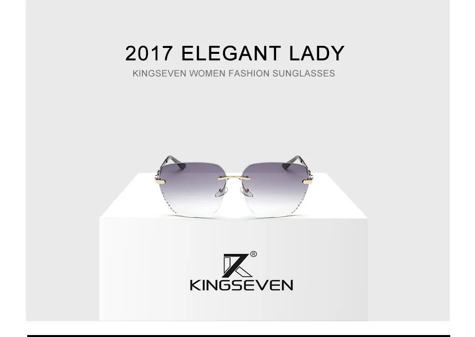 KINGSEVEN Sunglasses For Women Square Rimless elegant Brand Designer Fashion Shades Sun Glasses With Box 1