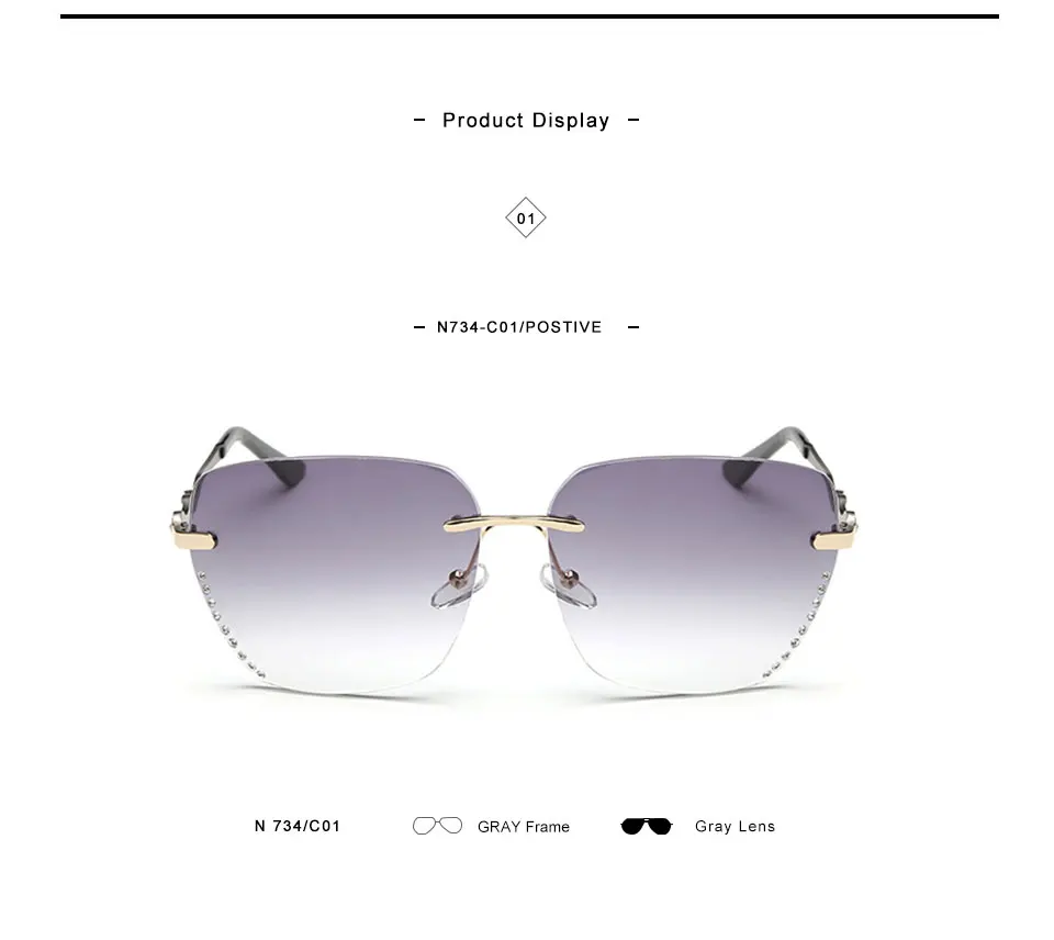KINGSEVEN Sunglasses For Women Square Rimless elegant Brand Designer Fashion Shades Sun Glasses With Box 3