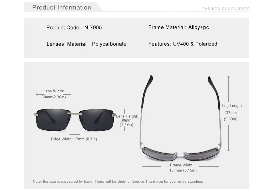 KINGSEVEN Rimless Sunglasses Men Polarized Gold Men's Shades Sun Glasses Luxury brands Night Driving Glasses Oculos escuro 12