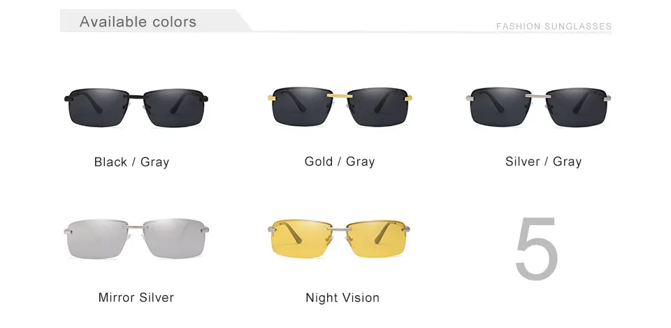 KINGSEVEN Rimless Sunglasses Men Polarized Gold Men's Shades Sun Glasses Luxury brands Night Driving Glasses Oculos escuro 13
