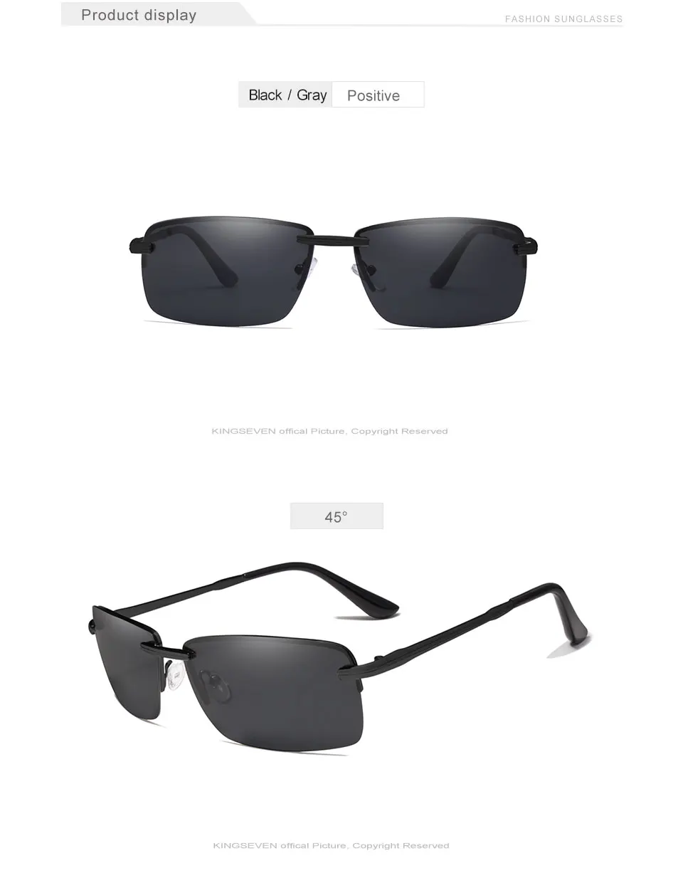 KINGSEVEN Rimless Sunglasses Men Polarized Gold Men's Shades Sun Glasses Luxury brands Night Driving Glasses Oculos escuro 14