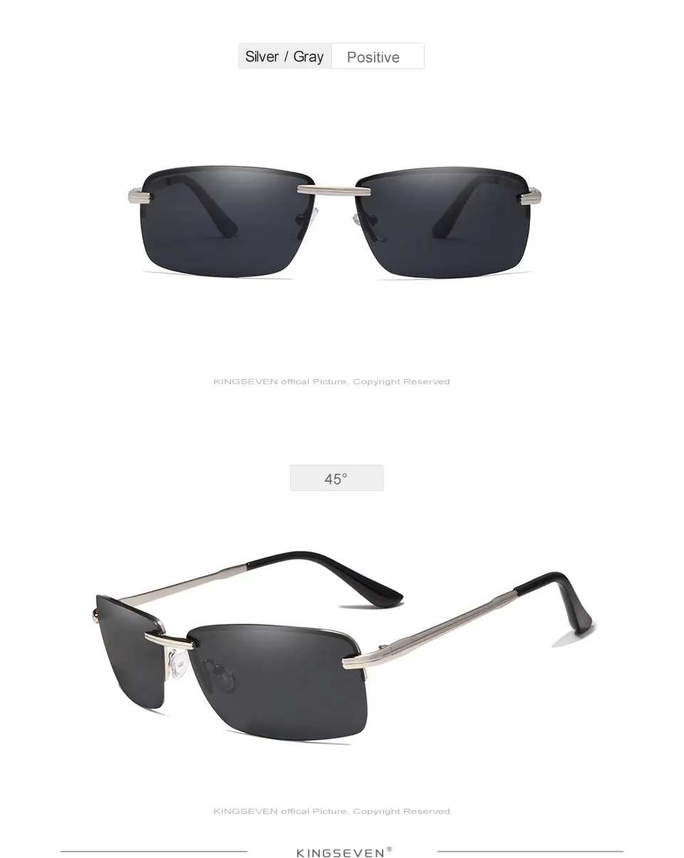 KINGSEVEN Rimless Sunglasses Men Polarized Gold Men's Shades Sun Glasses Luxury brands Night Driving Glasses Oculos escuro 16