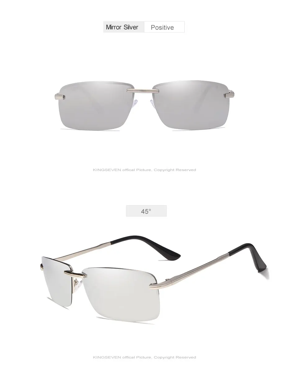 KINGSEVEN Rimless Sunglasses Men Polarized Gold Men's Shades Sun Glasses Luxury brands Night Driving Glasses Oculos escuro 17