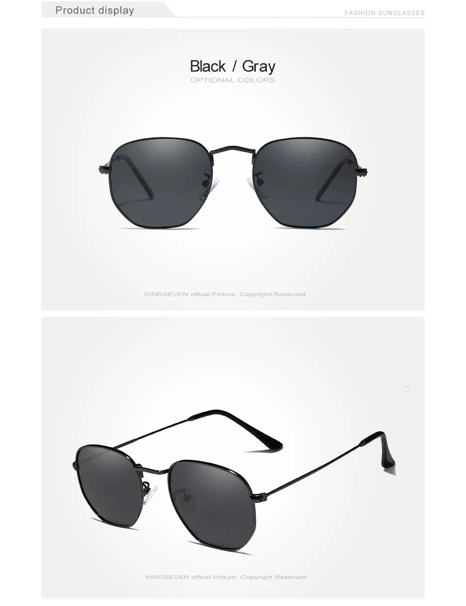 KINGSEVEN 2019 Classic Reflective Sunglasses Men Hexagon Retro Sun glasses Stainless Steel Eyewear Oculos Gafas De Sol Shades 17