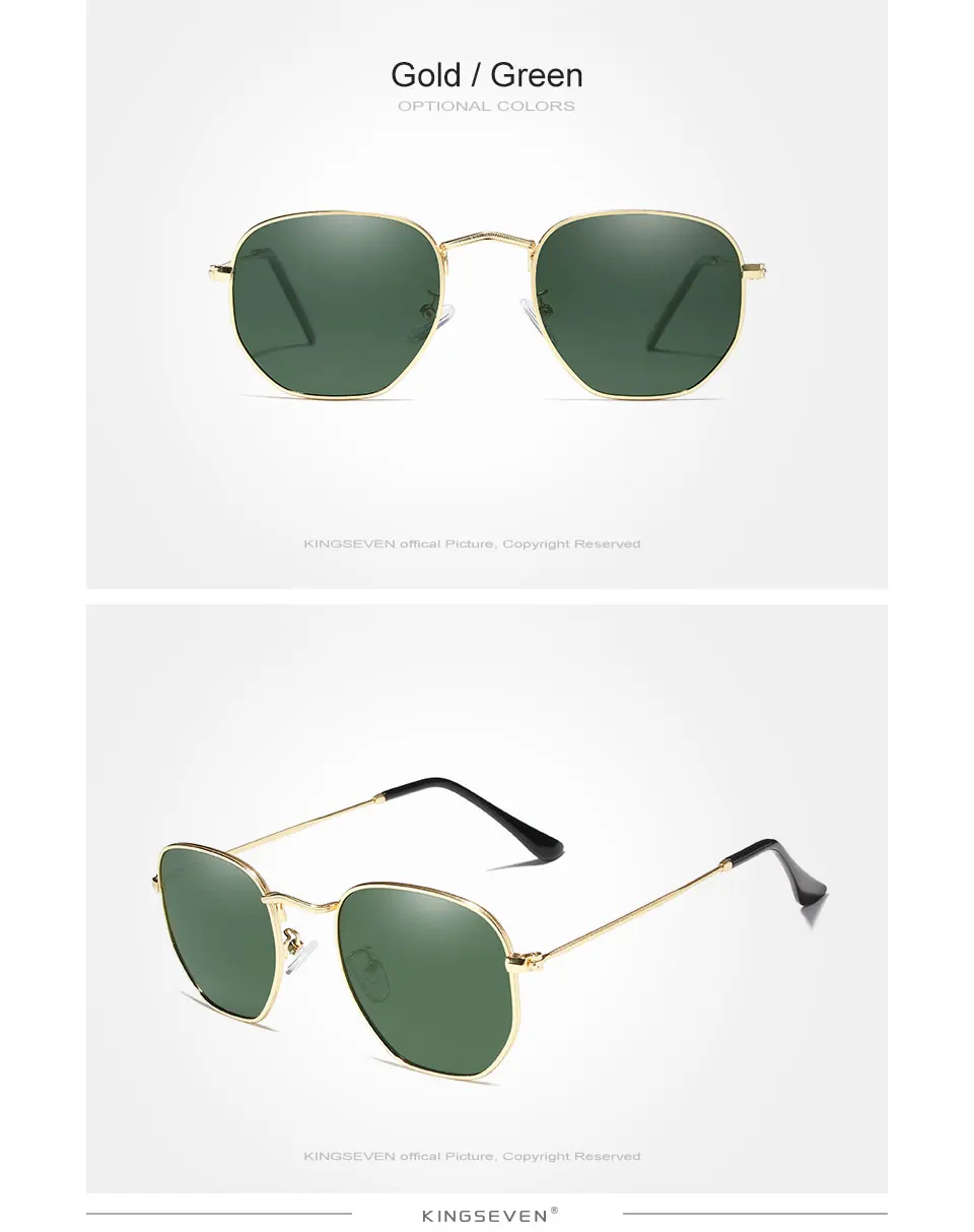 KINGSEVEN 2019 Classic Reflective Sunglasses Men Hexagon Retro Sun glasses Stainless Steel Eyewear Oculos Gafas De Sol Shades 20