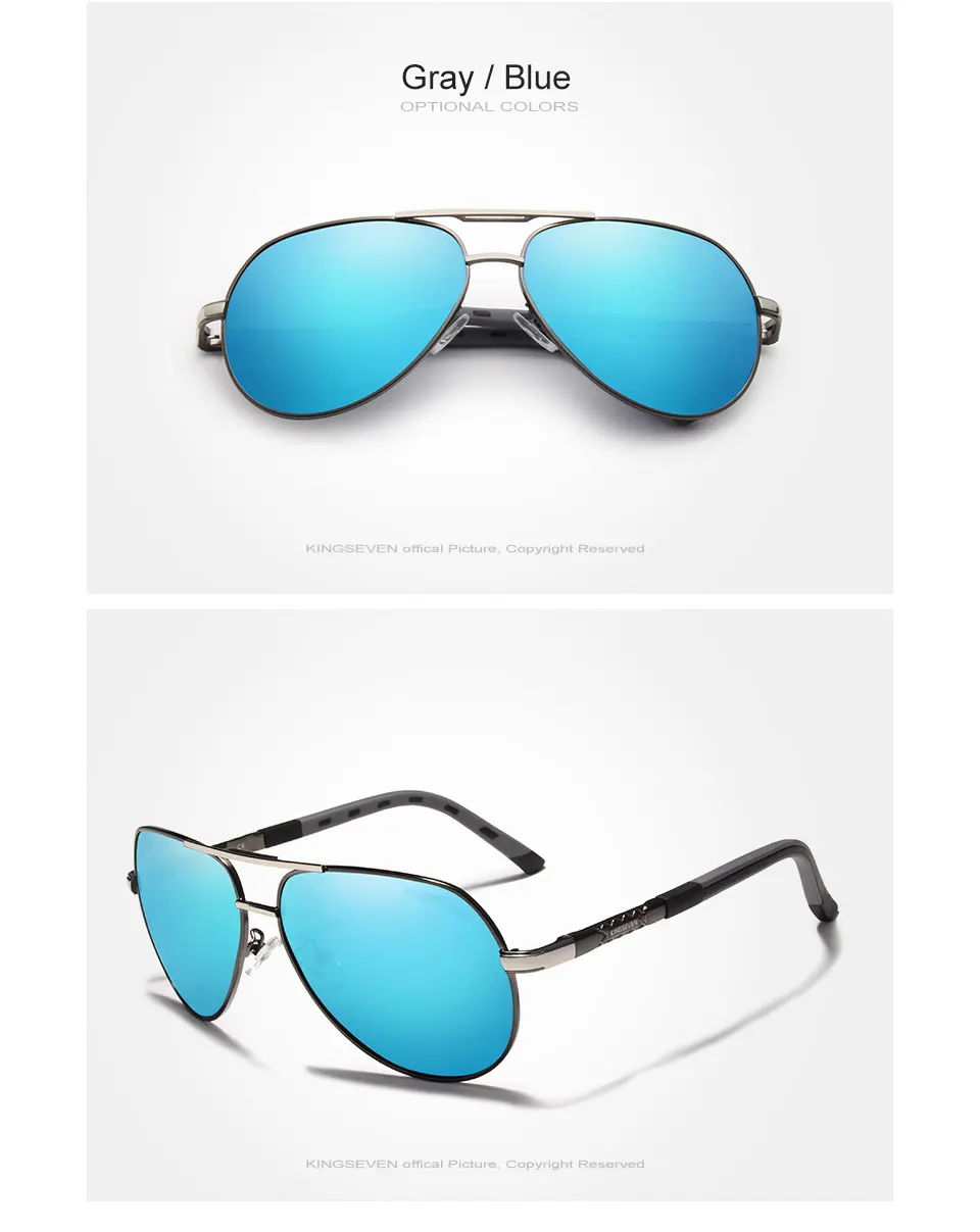 KINGSEVEN Aluminum Magnesium Men's Sunglasses Polarized Men Coating Mirror Glasses oculos Male Eyewear Accessories For Men K725 19