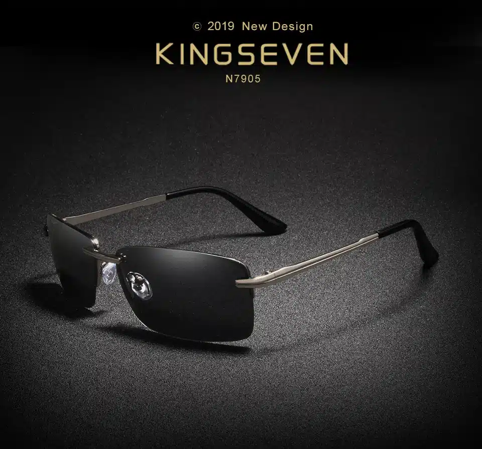 KINGSEVEN 2019 Rectangle Sunglasses Men Travel Polarized Rimless Sun glasses Male Fishing Eyewear Oculos Gafas N7905 13