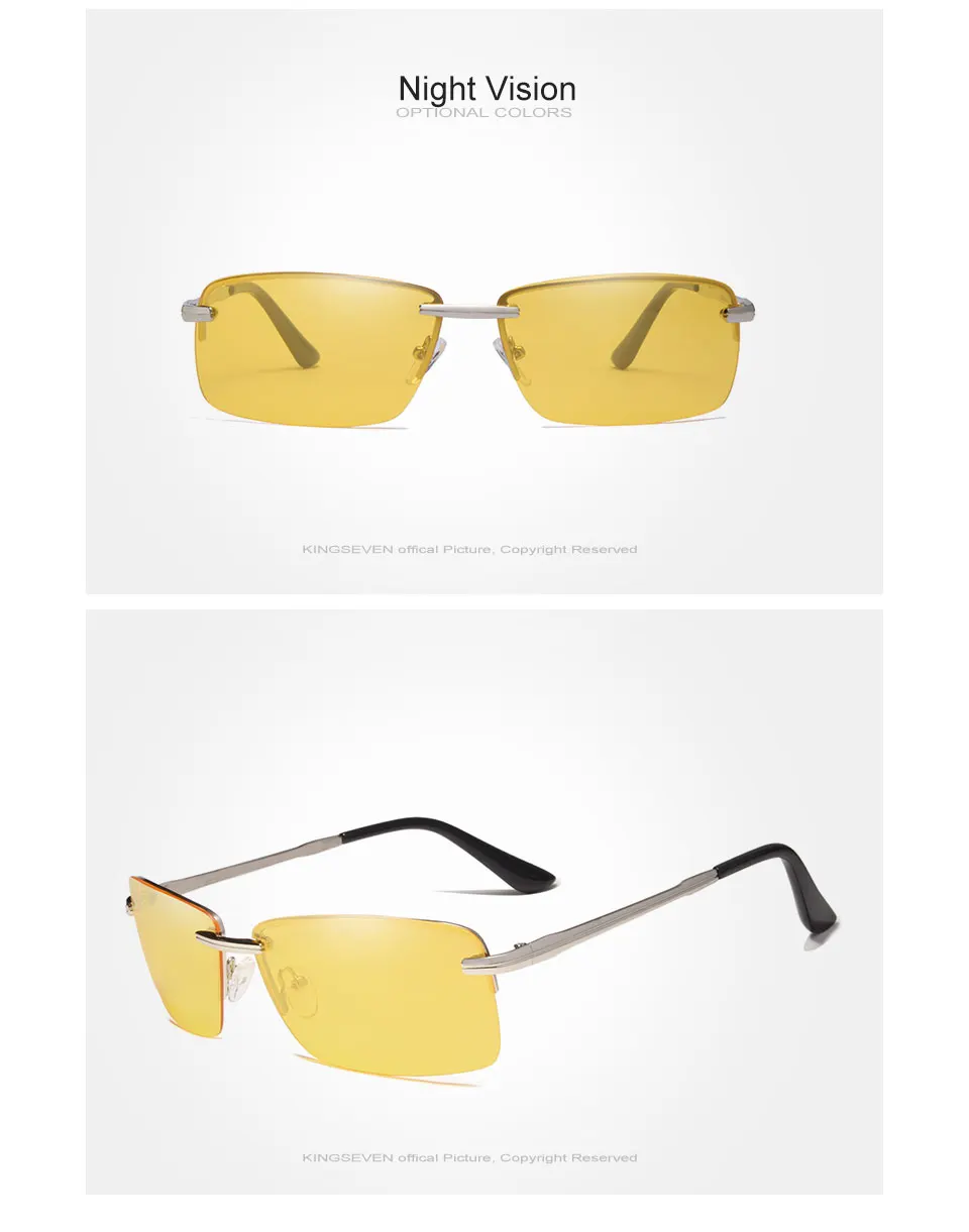 KINGSEVEN 2019 Rectangle Sunglasses Men Travel Polarized Rimless Sun glasses Male Fishing Eyewear Oculos Gafas N7905 22