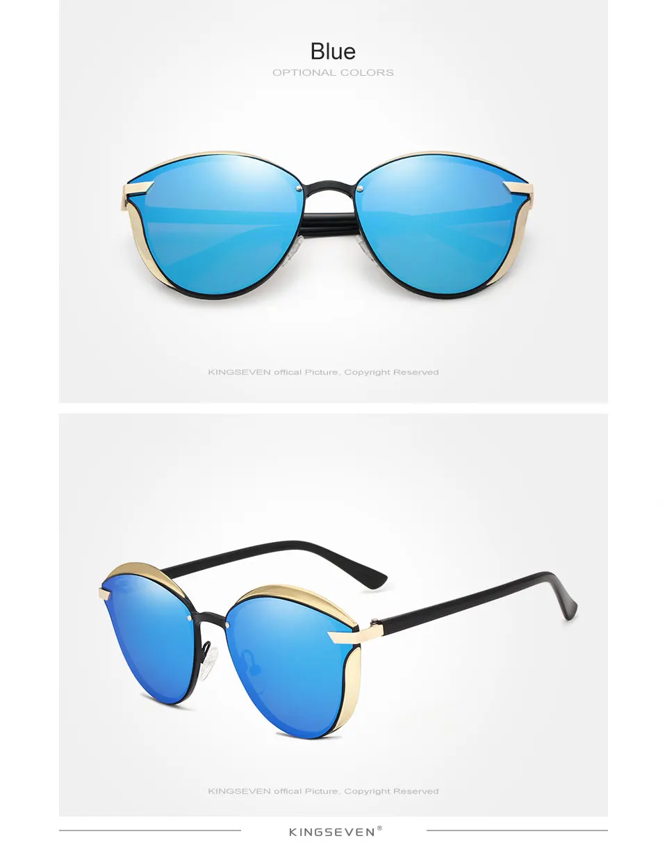 KINGSEVEN Fashion Female Polarized Sunglasses Women Cat Eye Glases Ladies Sun Glasses Mirror Original Accessories oculos de sol 19