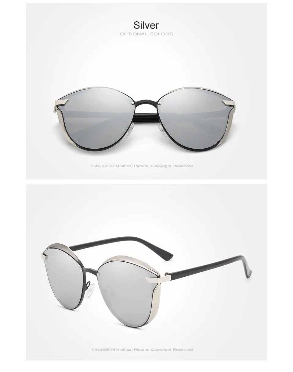 KINGSEVEN Fashion Female Polarized Sunglasses Women Cat Eye Glases Ladies Sun Glasses Mirror Original Accessories oculos de sol 21