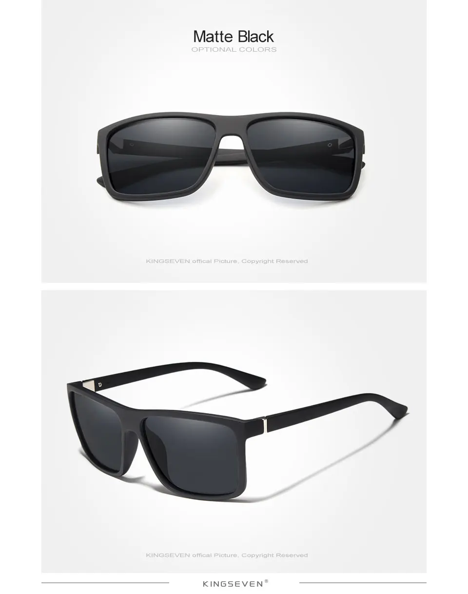 KINGSEVEN Brand Vintage Style Sunglasses Men UV400 Classic Male Square Glasses Driving Travel Eyewear Unisex Gafas Oculos S730 17