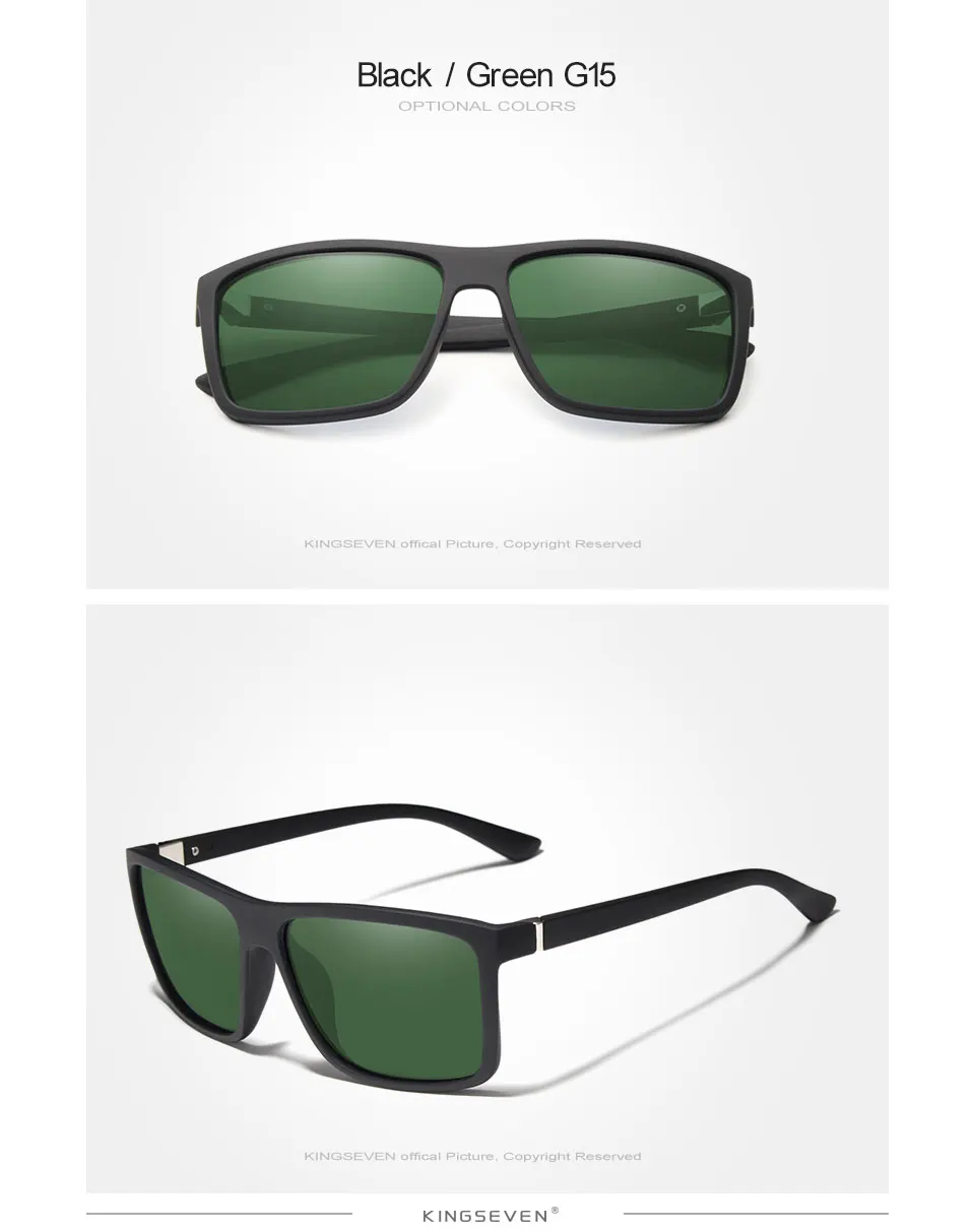KINGSEVEN Brand Vintage Style Sunglasses Men UV400 Classic Male Square Glasses Driving Travel Eyewear Unisex Gafas Oculos S730 18
