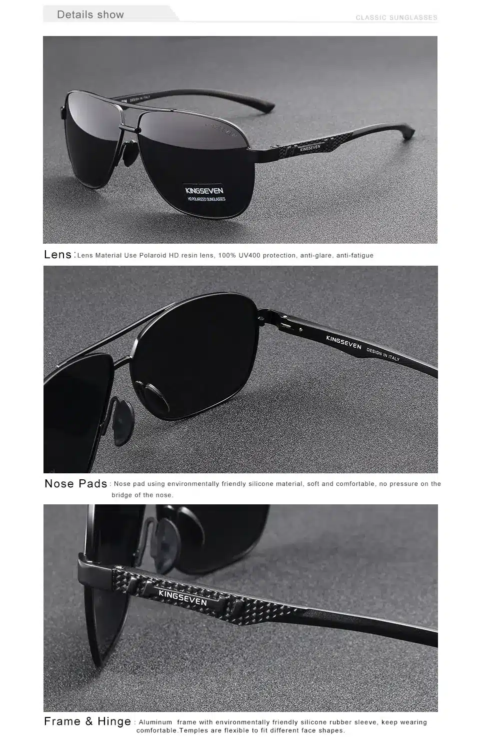 KINGSEVEN New Aluminum Brand New Polarized Sunglasses Men Fashion Sun Glasses Travel Driving Male Eyewear Oculos N7188 21