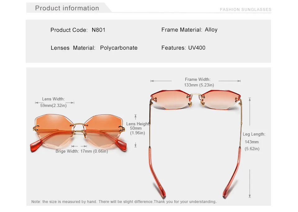 KINGSEVEN DESIGN Fashion Lady Sun glasses 2019 Rimless Women Sunglasses Vintage Alloy Frame Classic Brand Designer Shades Oculo 15
