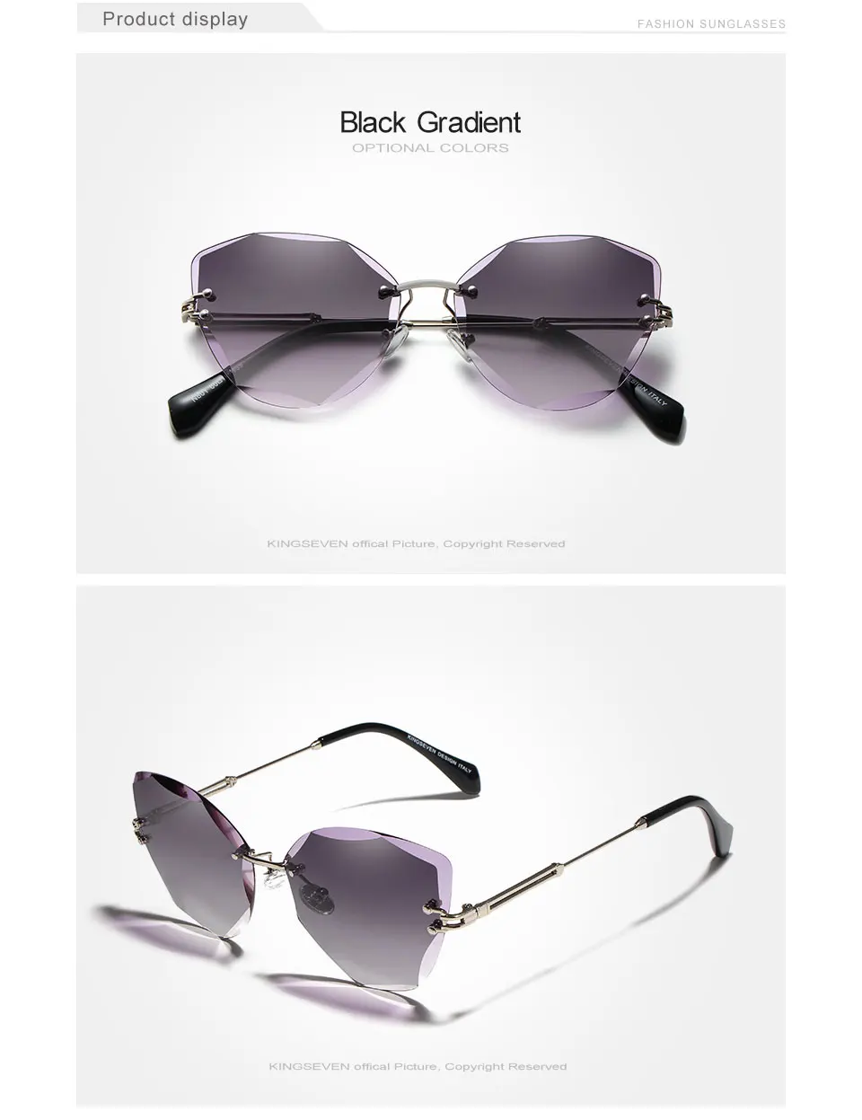 KINGSEVEN DESIGN Fashion Lady Sun glasses 2019 Rimless Women Sunglasses Vintage Alloy Frame Classic Brand Designer Shades Oculo 19