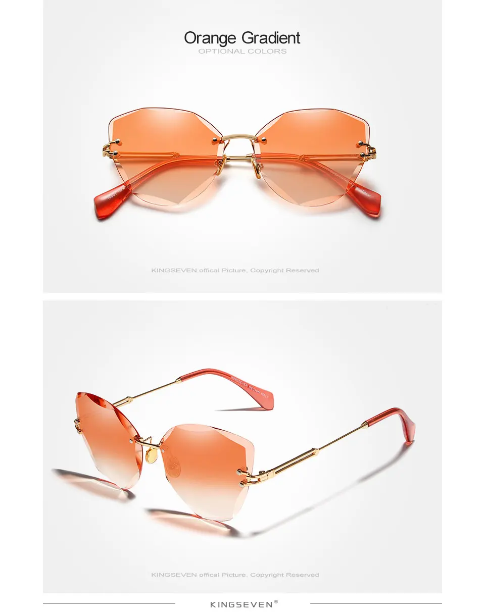 KINGSEVEN DESIGN Fashion Lady Sun glasses 2019 Rimless Women Sunglasses Vintage Alloy Frame Classic Brand Designer Shades Oculo 21