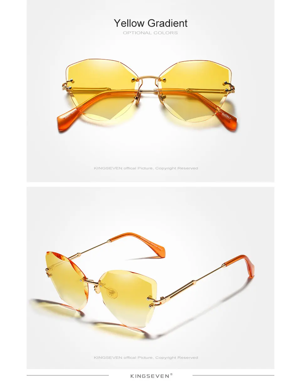 KINGSEVEN DESIGN Fashion Lady Sun glasses 2019 Rimless Women Sunglasses Vintage Alloy Frame Classic Brand Designer Shades Oculo 22