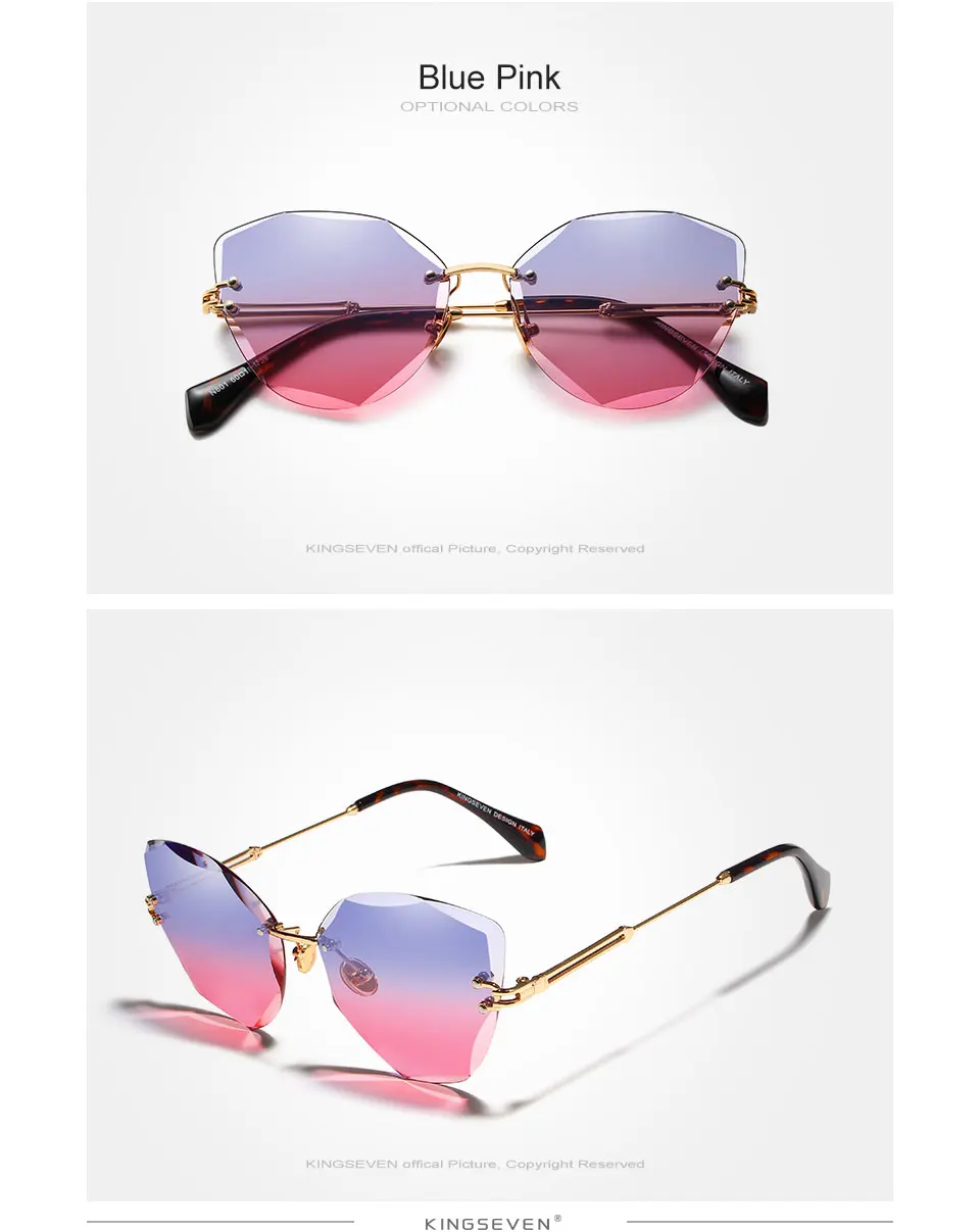 KINGSEVEN DESIGN Fashion Lady Sun glasses 2019 Rimless Women Sunglasses Vintage Alloy Frame Classic Brand Designer Shades Oculo 23