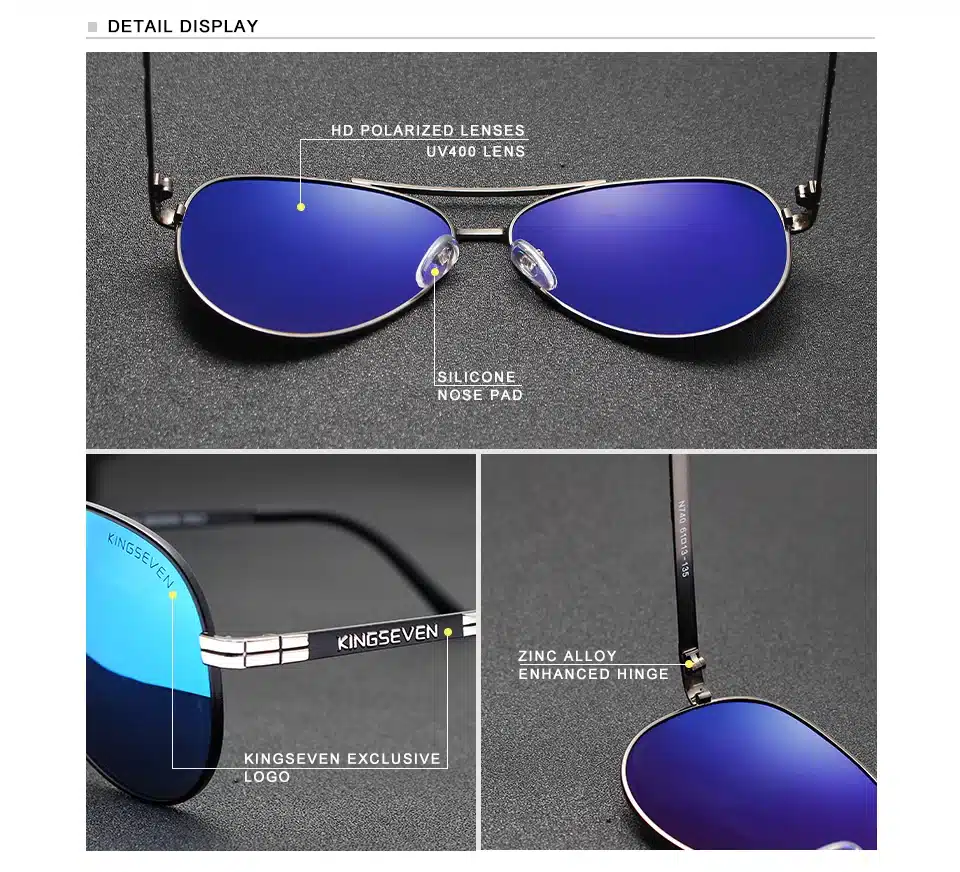 KINGSEVEN 2019 New Design Aviation Alloy Frame HD Polarized Sunglasses For Men UV400 Protection 15