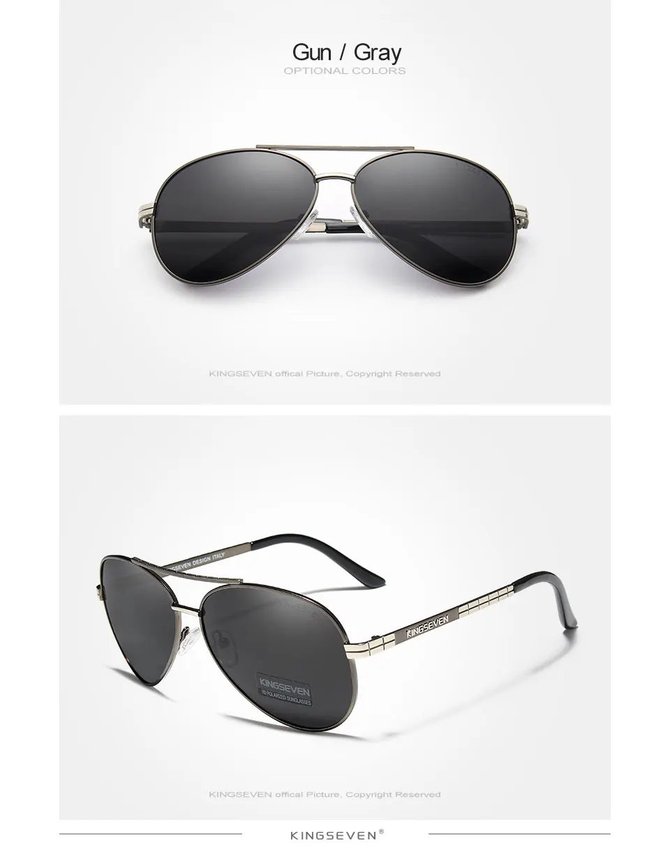 KINGSEVEN 2019 New Design Aviation Alloy Frame HD Polarized Sunglasses For Men UV400 Protection 21