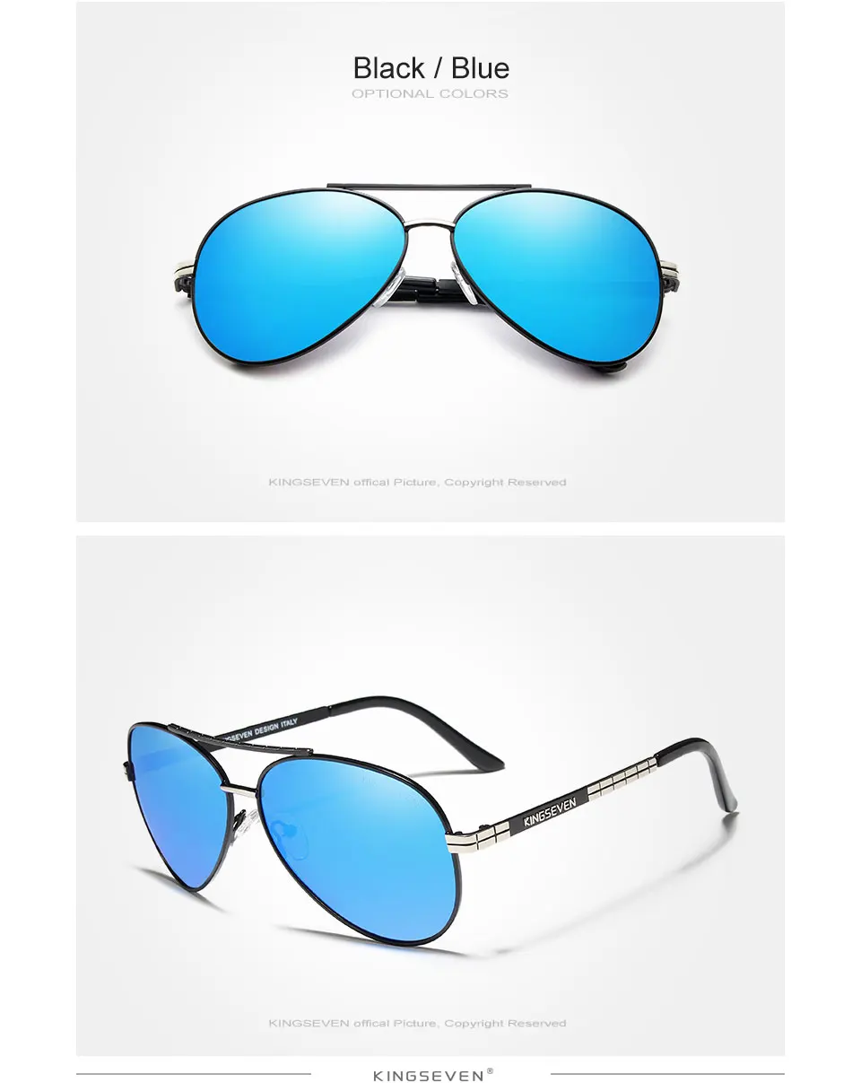 KINGSEVEN 2019 New Design Aviation Alloy Frame HD Polarized Sunglasses For Men UV400 Protection 24