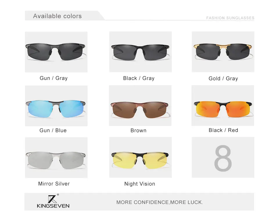 Kingseven Brand Men Glasses Polarized Coating Sunglasses Men Sun Glasses Women Goggles Night Vision Driving Sunglass 7523 13