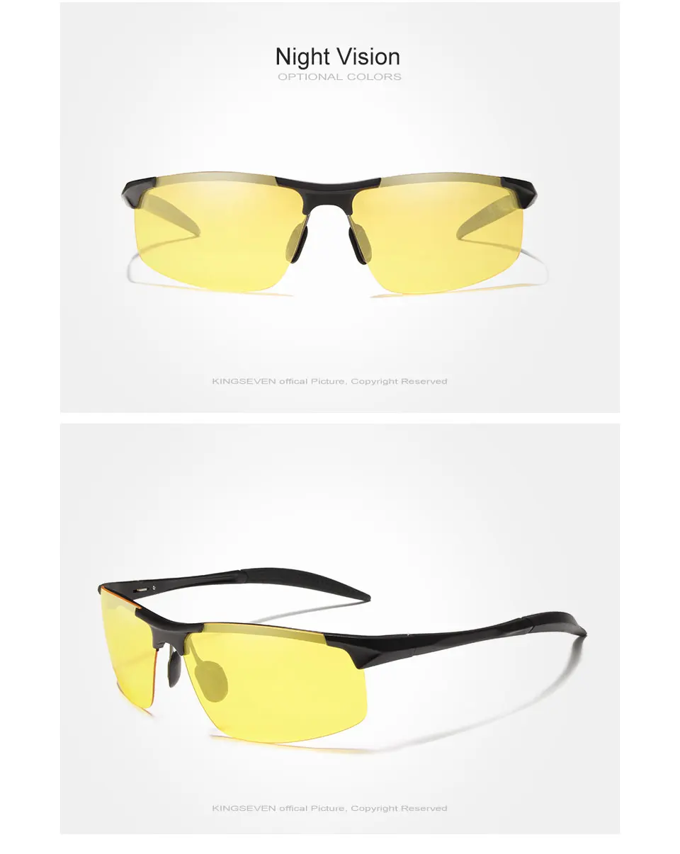 Kingseven Brand Men Glasses Polarized Coating Sunglasses Men Sun Glasses Women Goggles Night Vision Driving Sunglass 7523 21